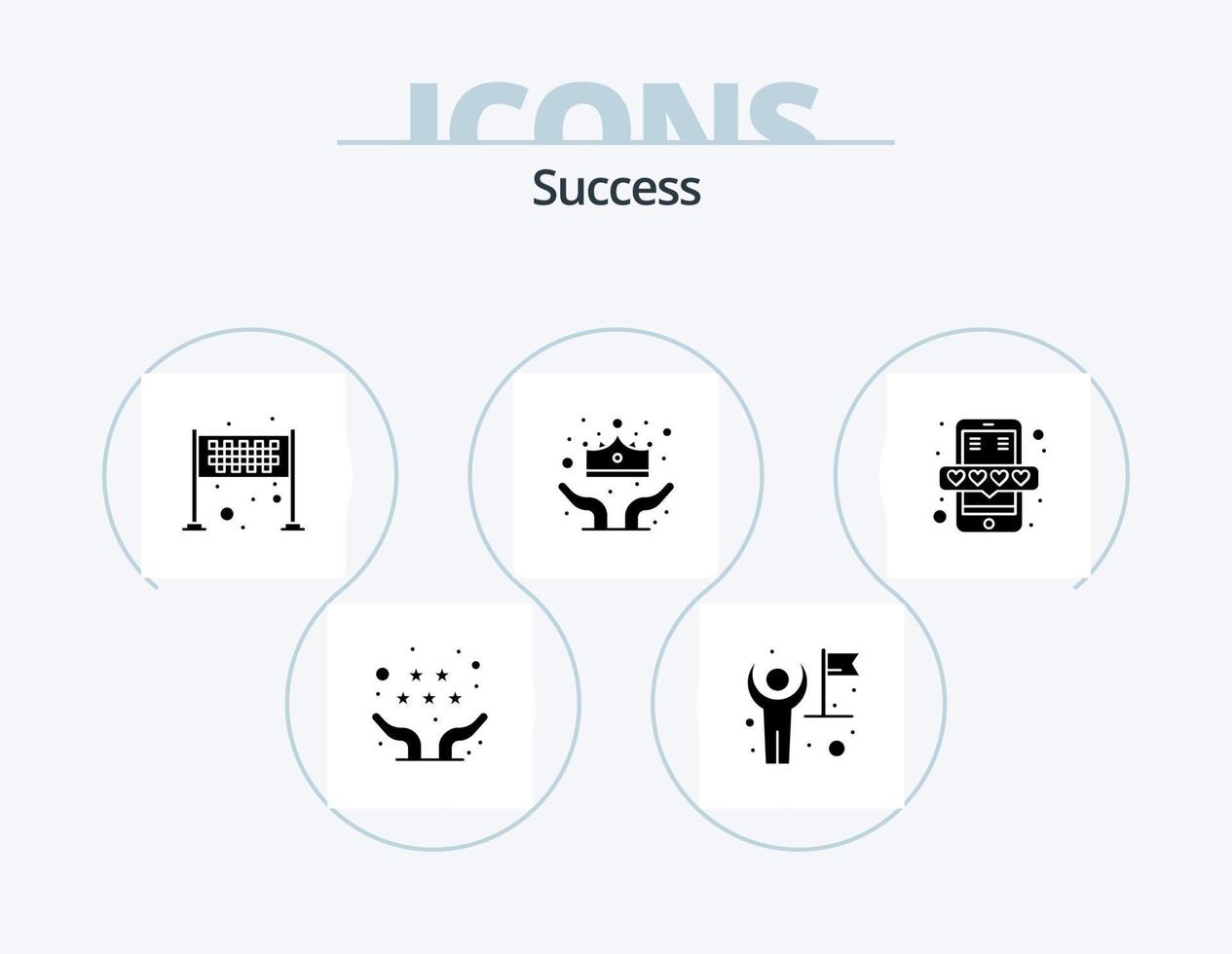 sucess glyph icoon pak 5 icoon ontwerp. hand. zorg. gebruiker. winnaar. af hebben symbool vector