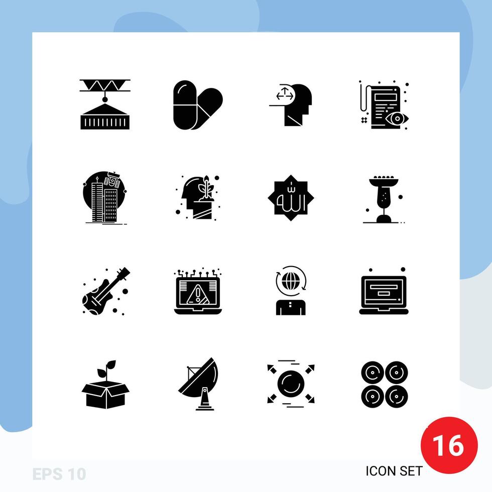 reeks van 16 modern ui pictogrammen symbolen tekens voor technologie gebouw wanorde visie Bewerk bewerkbare vector ontwerp elementen