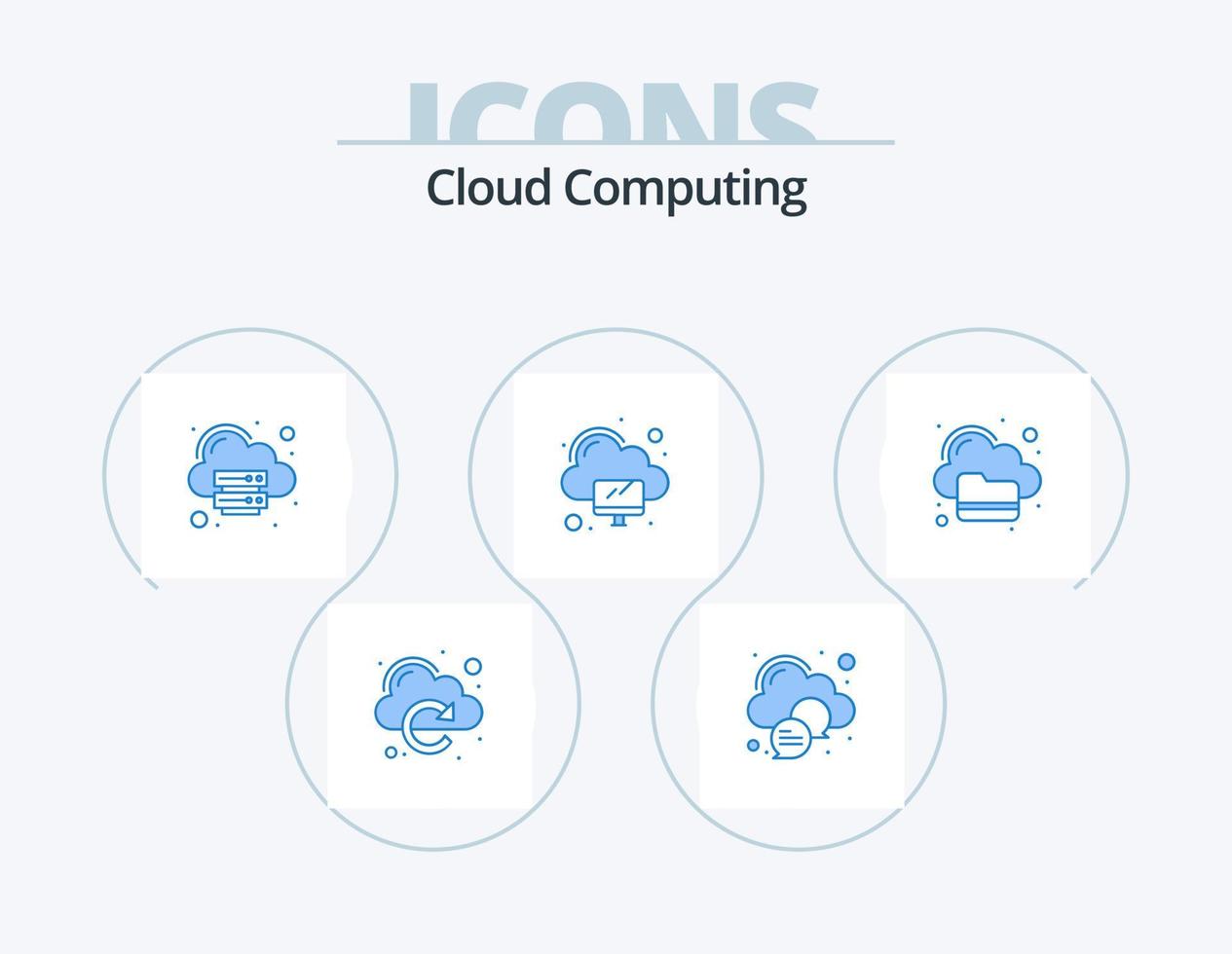 wolk berekenen blauw icoon pak 5 icoon ontwerp. map. wolk. synchroniseren. computer vector