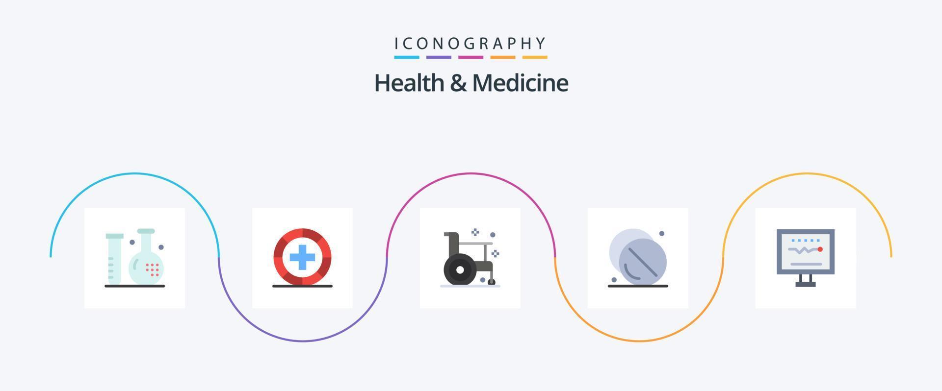 Gezondheid en geneeskunde vlak 5 icoon pak inclusief . medisch. ziekenhuis. Gezondheid vector