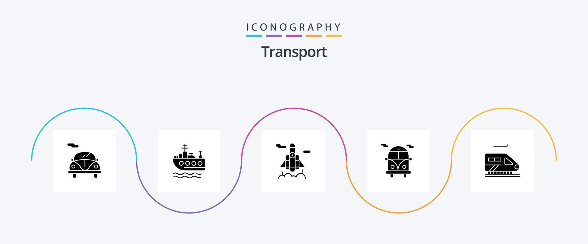 vervoer glyph 5 icoon pak inclusief . vervoer. tunnel. trein vector