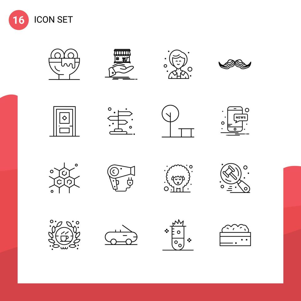 modern reeks van 16 contouren pictogram van mannen movember online hipster vrouw bewerkbare vector ontwerp elementen