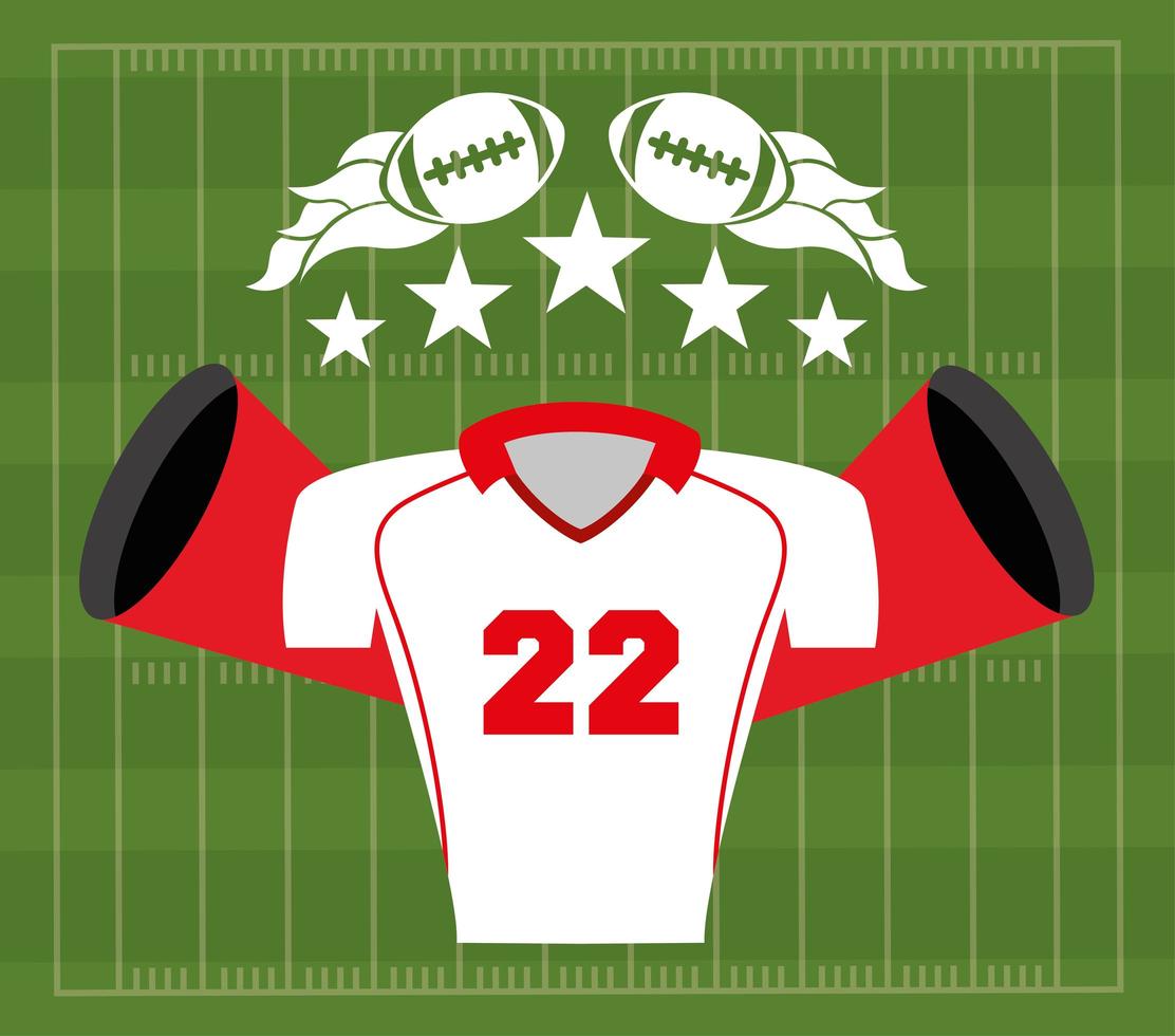 Amerikaanse voetbal sport poster met uniform shirt vector