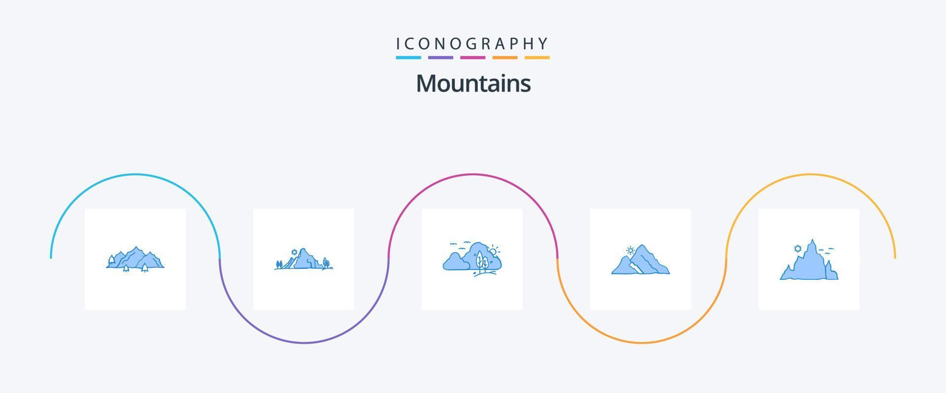 bergen blauw 5 icoon pak inclusief . natuur. vector