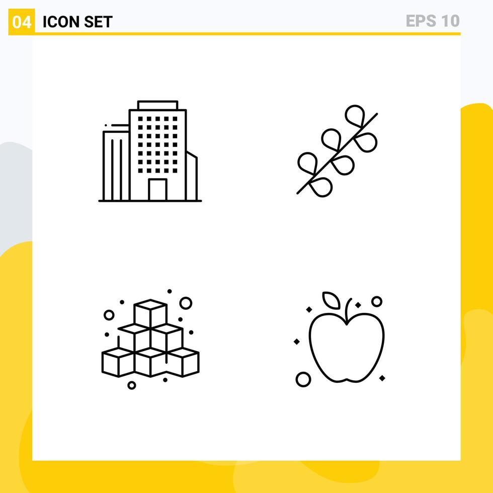 voorraad vector icoon pak van 4 lijn tekens en symbolen voor gebouw pret katje voorjaar Speel bewerkbare vector ontwerp elementen