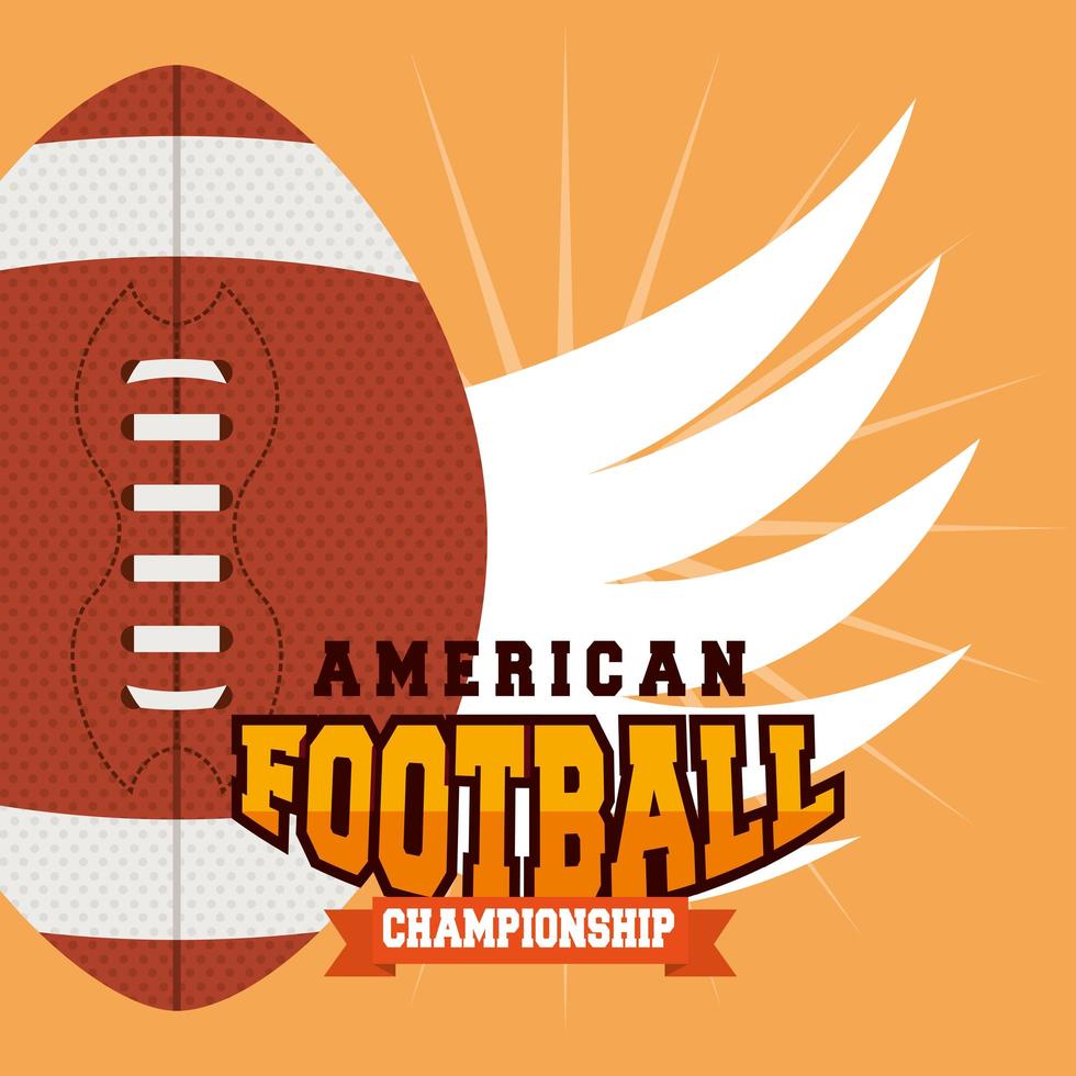 Amerikaanse voetbal sport banner met bal en vleugels vector