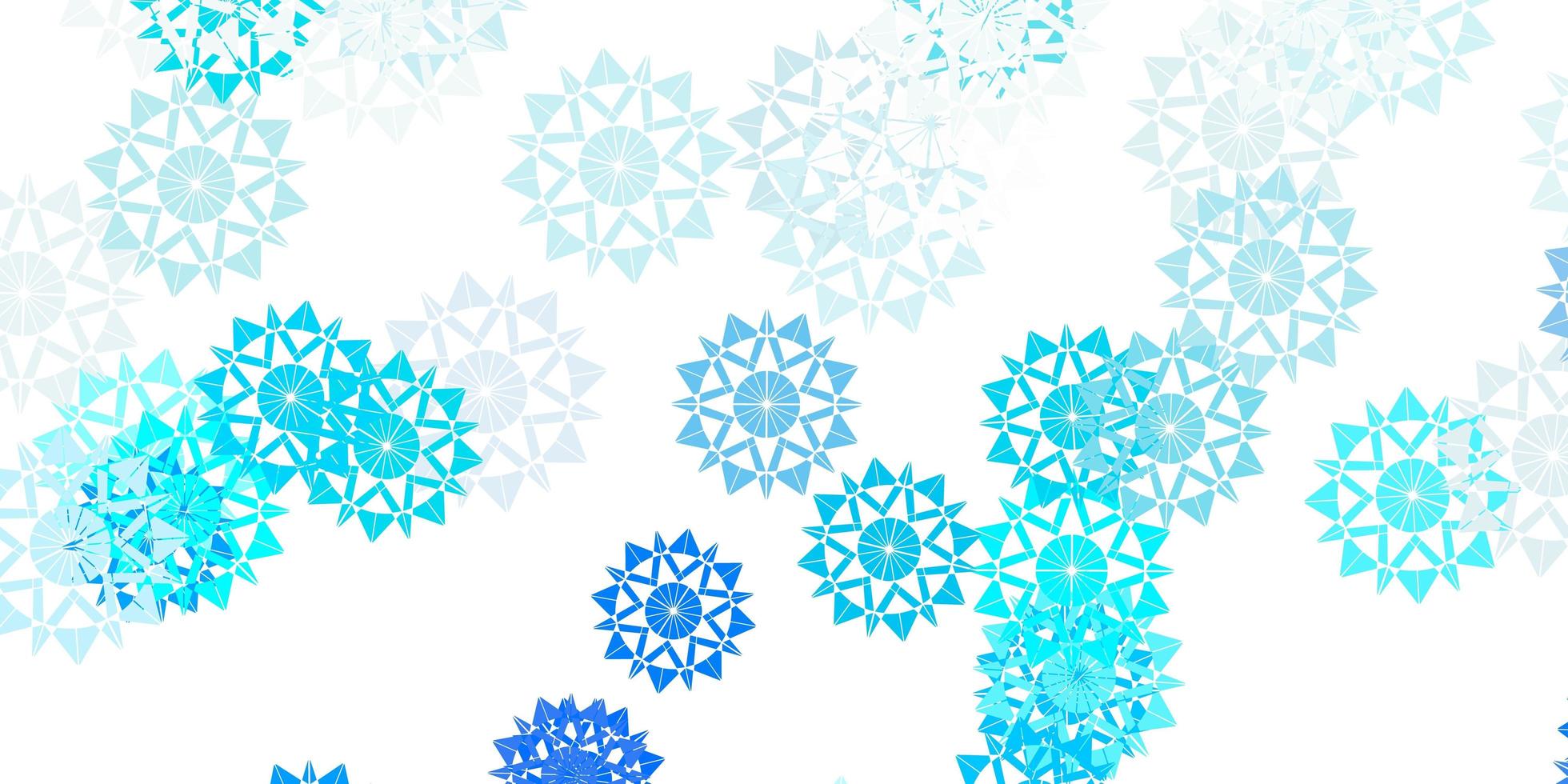 lichtblauwe vector mooie sneeuwvlokkenachtergrond met bloemen.