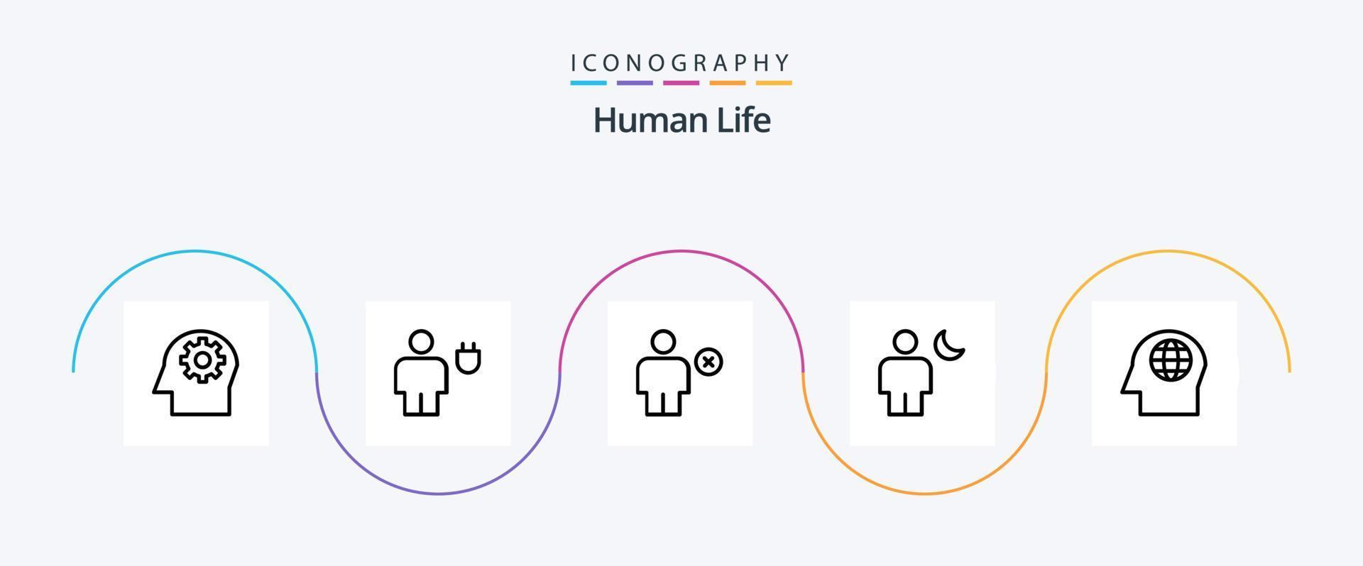menselijk lijn 5 icoon pak inclusief nacht. menselijk. avatar. lichaam. min vector