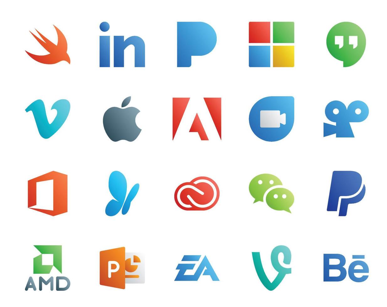 20 sociaal media icoon pak inclusief boodschapper Adobe Adobe cc msn vector