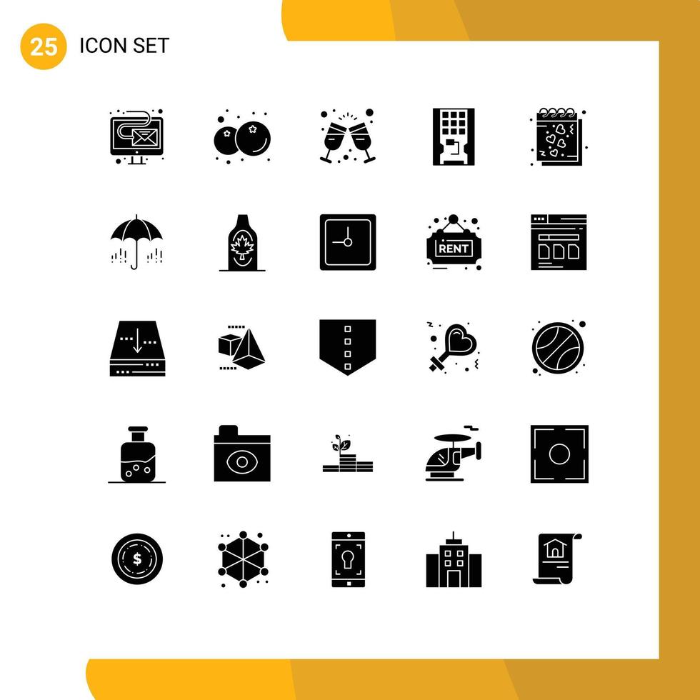 reeks van 25 modern ui pictogrammen symbolen tekens voor datum solide wijn hardware schijf bewerkbare vector ontwerp elementen