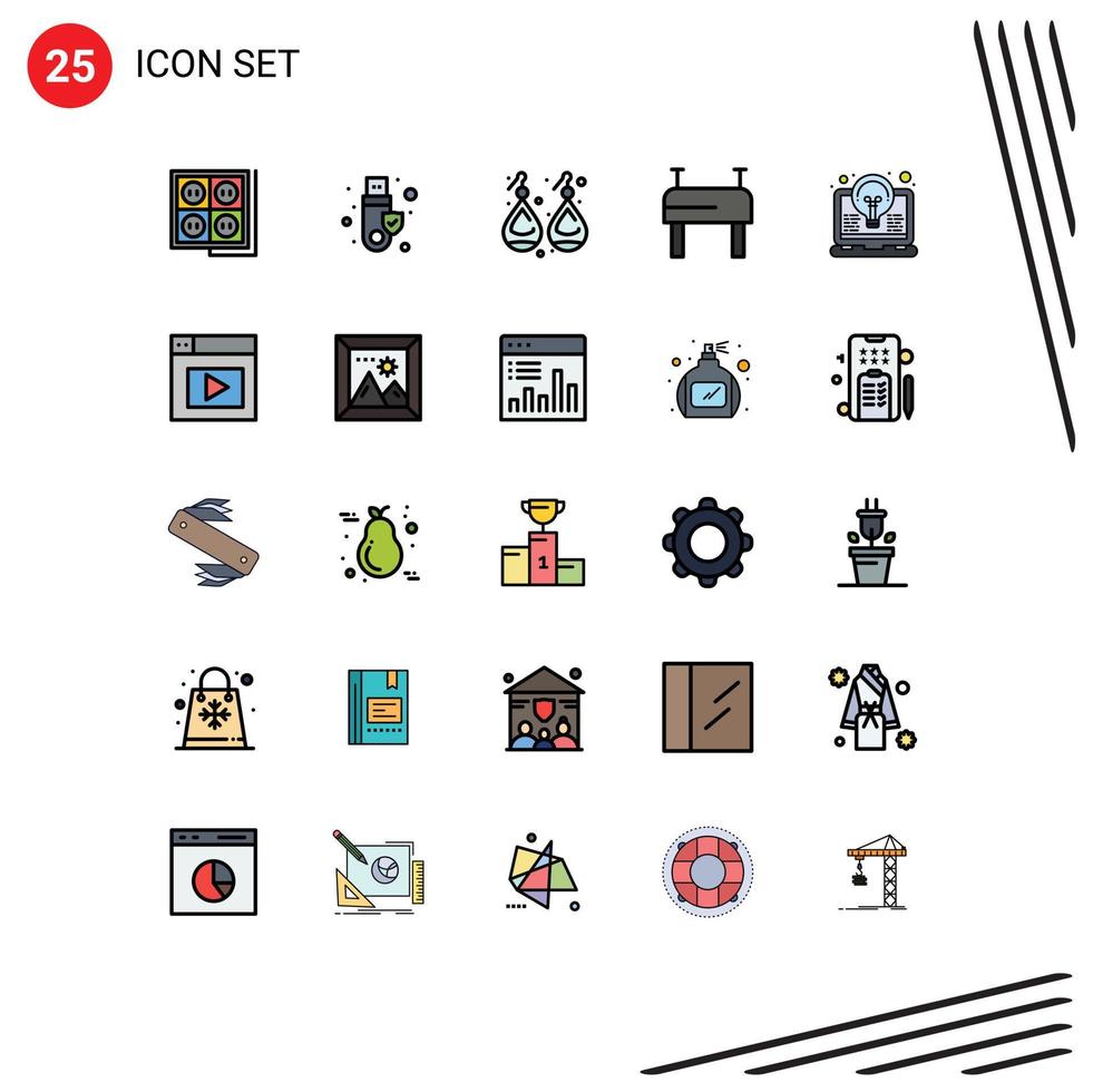 reeks van 25 modern ui pictogrammen symbolen tekens voor idee lamp USB sport zilver bewerkbare vector ontwerp elementen