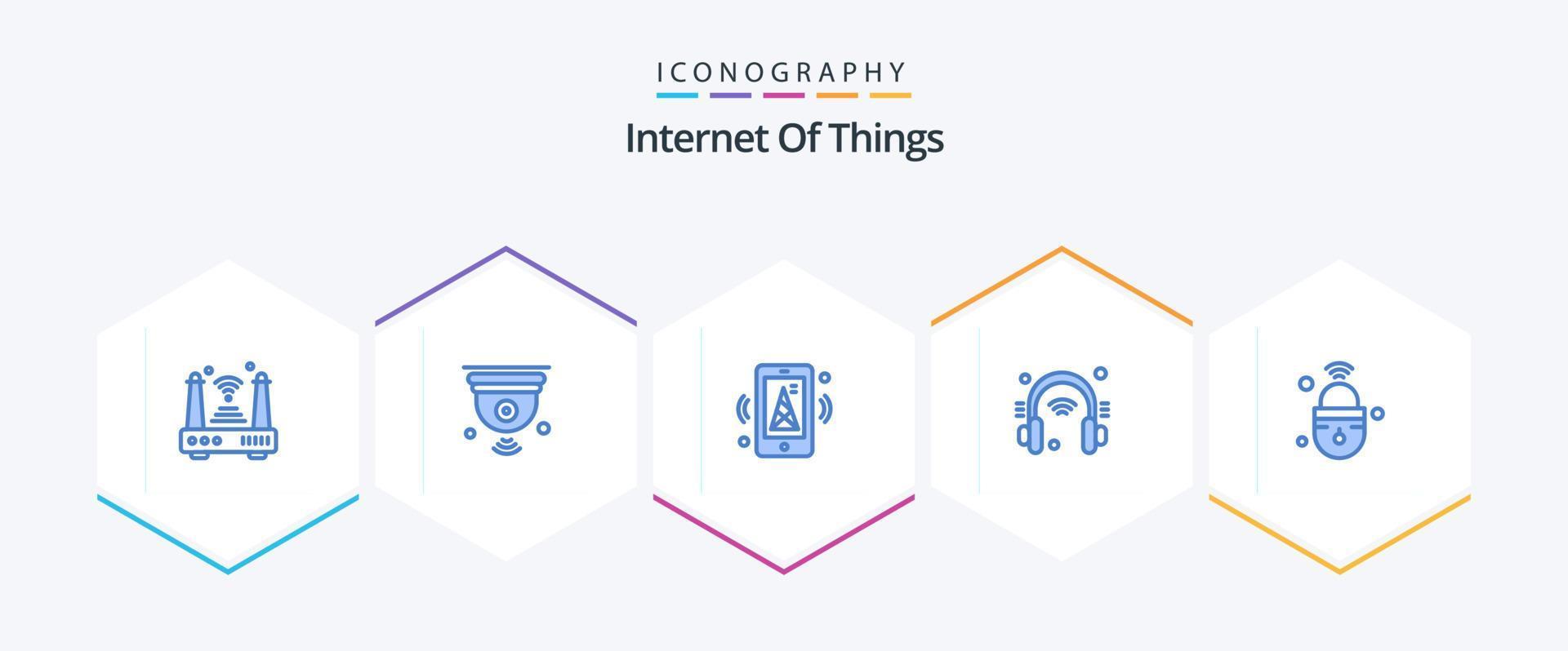 internet van dingen 25 blauw icoon pak inclusief internet van dingen. helpdesk. iot. hoofdtelefoon. router vector