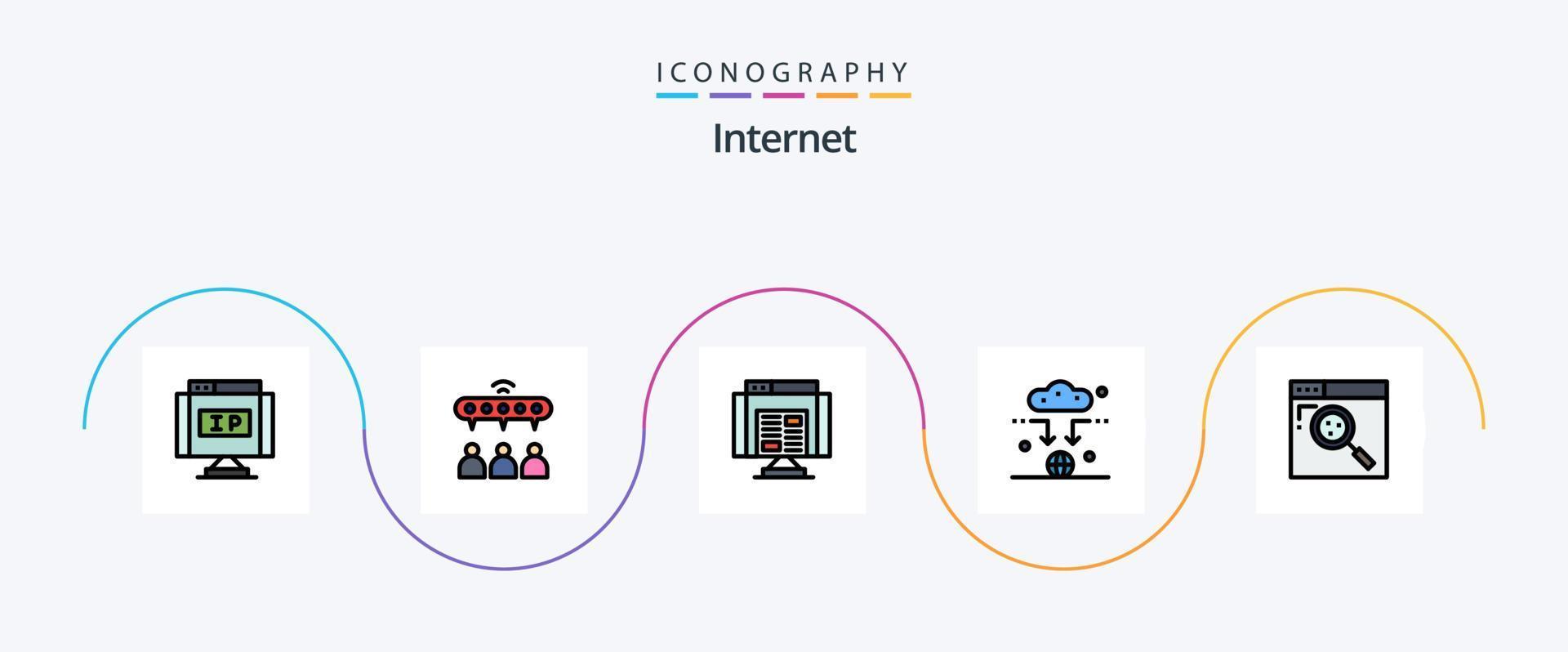 internet lijn gevulde vlak 5 icoon pak inclusief internetten. Wifi. sollicitatie. signaal. antenne vector