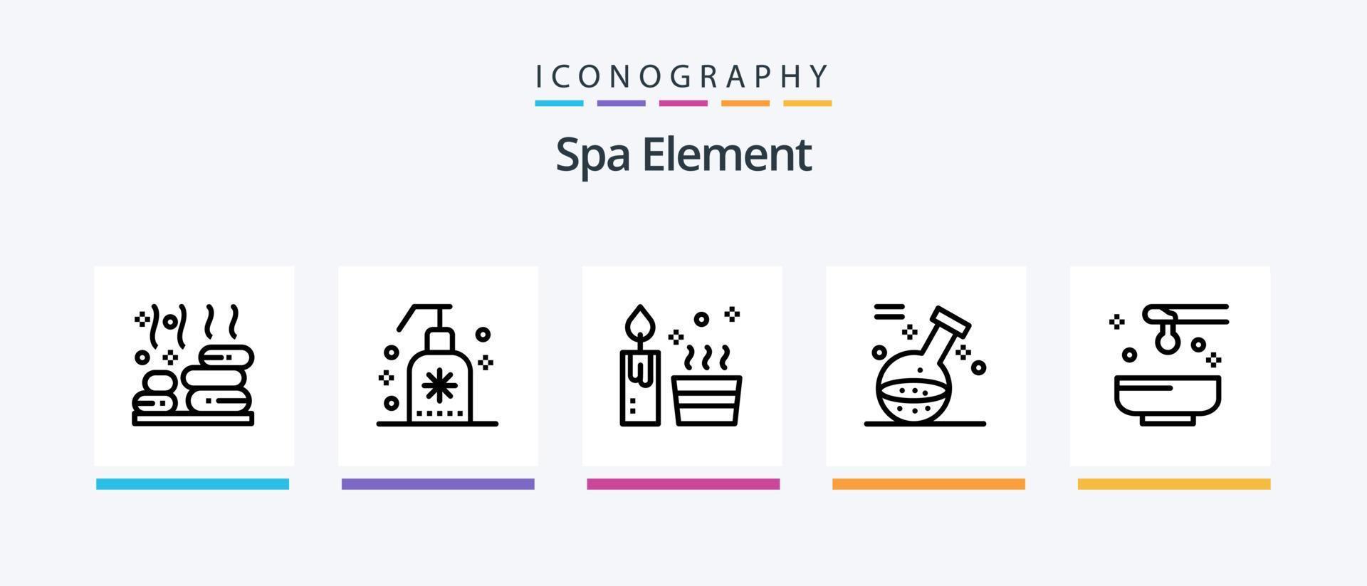spa element lijn 5 icoon pak inclusief massages. salon. bij. olie. haar. creatief pictogrammen ontwerp vector