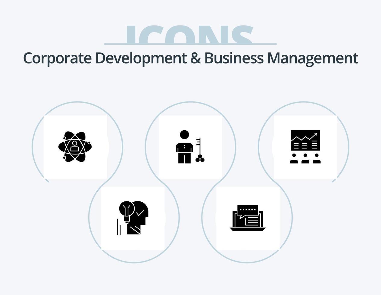 zakelijke ontwikkeling en bedrijf beheer glyph icoon pak 5 icoon ontwerp. persoon. groei. overleg plegen. ontwikkeling. online vector