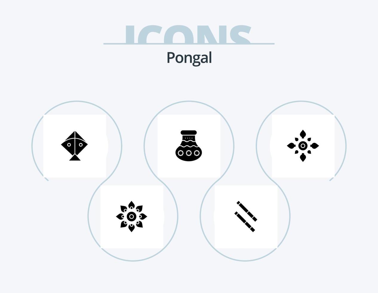 pongal glyph icoon pak 5 icoon ontwerp. holi. divali. pongal. decoratie. vieren vector