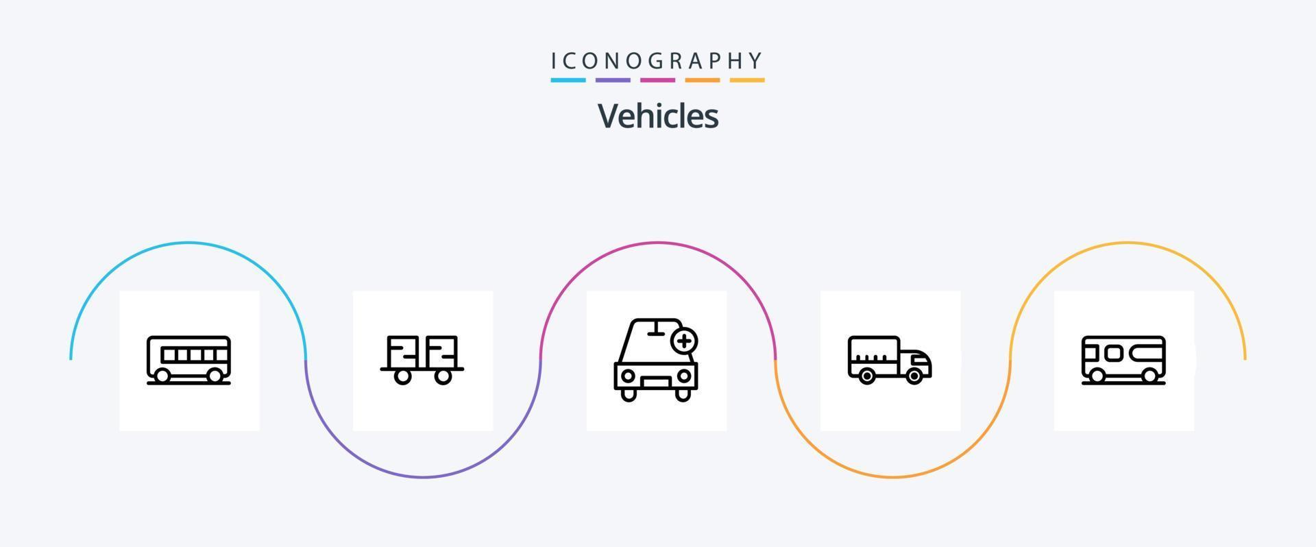 voertuigen lijn 5 icoon pak inclusief bus. vervoer. toevoegen. logistiek. voertuigen vector