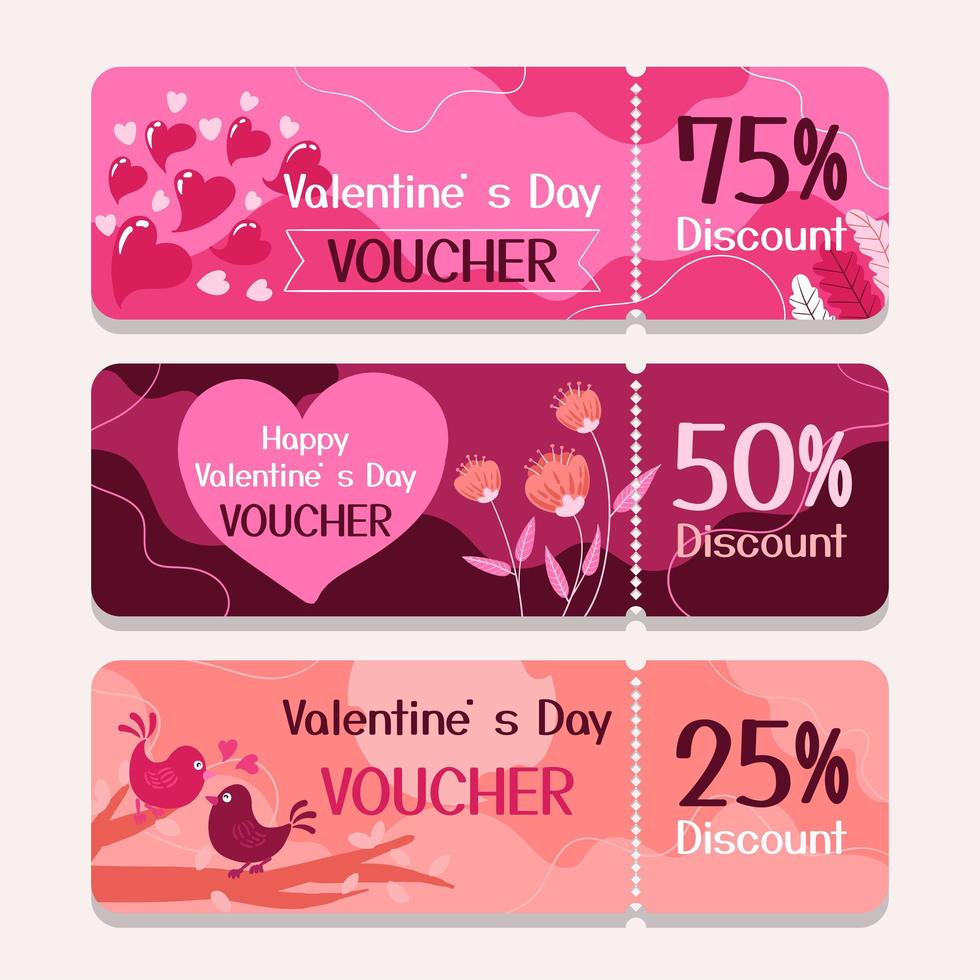 Valentijnsdag voucher set vector
