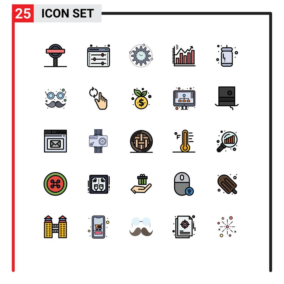 modern reeks van 25 gevulde lijn vlak kleuren en symbolen zo net zo diagram bedrijf rendement analytics project bewerkbare vector ontwerp elementen