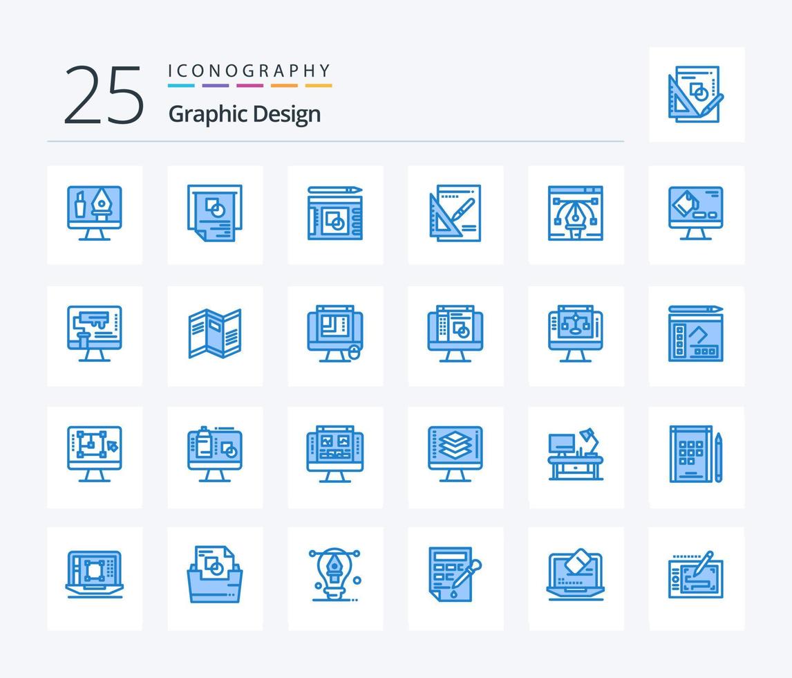 grafisch ontwerp 25 blauw kleur icoon pak inclusief ontwerp. scherm. kunstwerk. formaat. kleur vector