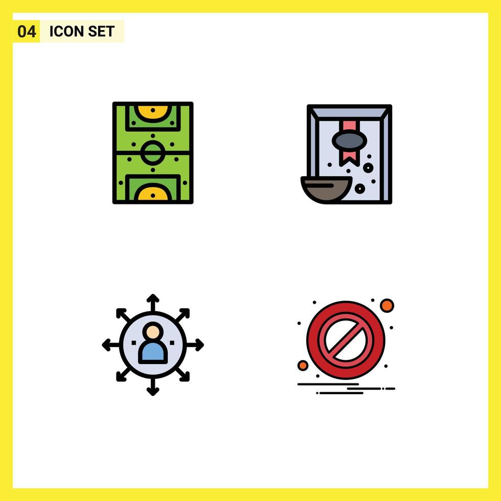 universeel icoon symbolen groep van 4 modern gevulde lijn vlak kleuren van vermaak pijlen veld- graan baan bewerkbare vector ontwerp elementen