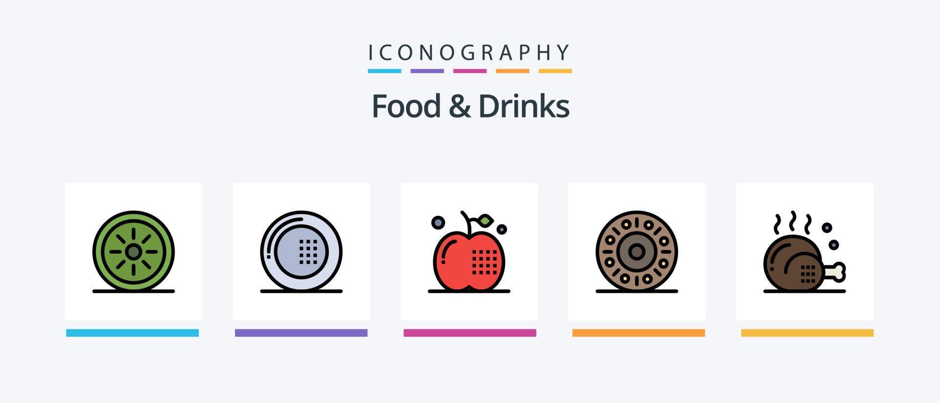 voedsel en drankjes lijn gevulde 5 icoon pak inclusief . voedsel. voedsel. maaltijd. drankjes. creatief pictogrammen ontwerp vector