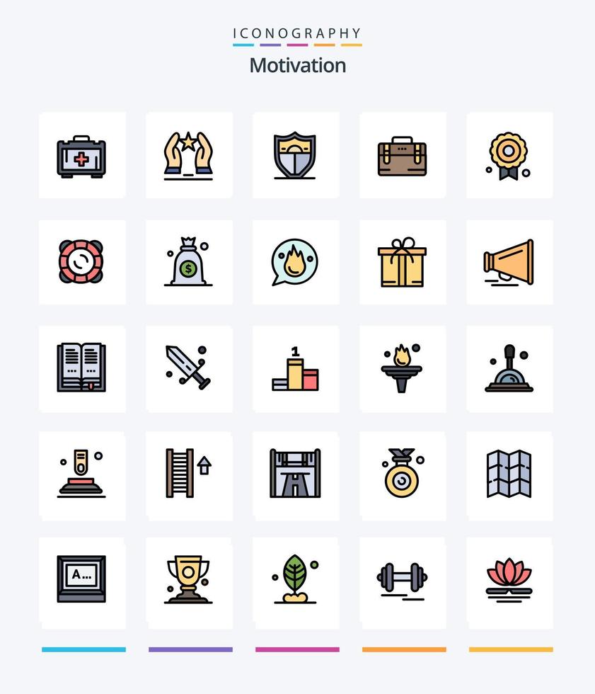 creatief motivatie 25 lijn gevulde icoon pak zo net zo kwaliteit. certificaat. schild. motivatie. kantoor zak vector