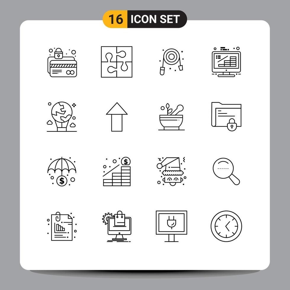 reeks van 16 modern ui pictogrammen symbolen tekens voor groei munten oplossing bedrijf loodgieter bewerkbare vector ontwerp elementen