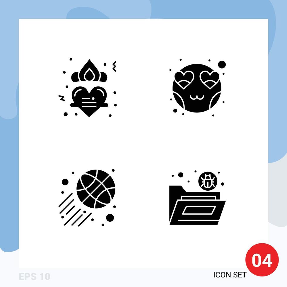 modern reeks van 4 solide glyphs pictogram van kroon sport- romance liefde kever bewerkbare vector ontwerp elementen