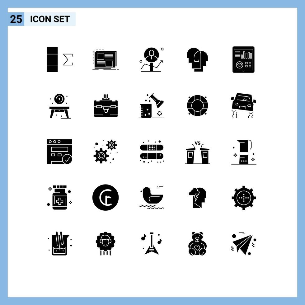 pictogram reeks van 25 gemakkelijk solide glyphs van toezicht houden empathie gebruiker menselijk succes bewerkbare vector ontwerp elementen