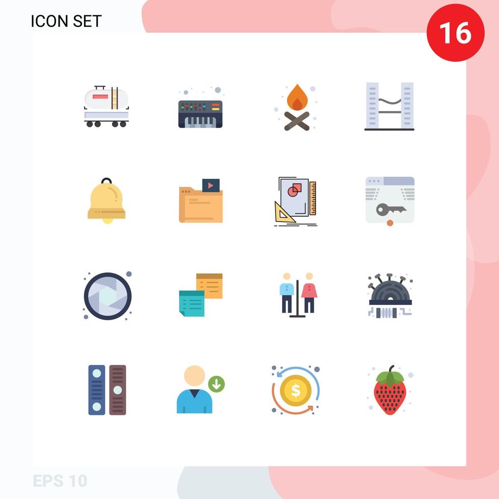 16 universeel vlak kleuren reeks voor web en mobiel toepassingen Kerstmis klok klokken kampvuur klok kantoor ruimte bewerkbare pak van creatief vector ontwerp elementen