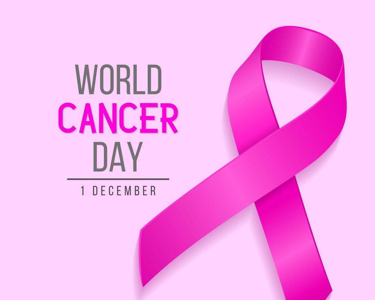 realistische wereld kanker dag achtergrond met roze lint. vectorillustratie voor wereld borstkanker dag concept. vector