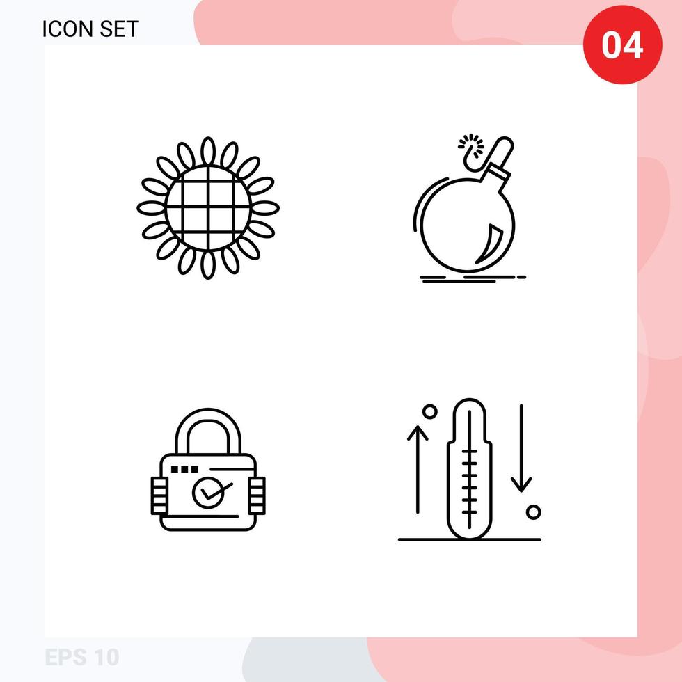 voorraad vector icoon pak van 4 lijn tekens en symbolen voor oogst slot groenten Gevaar veiligheid bewerkbare vector ontwerp elementen