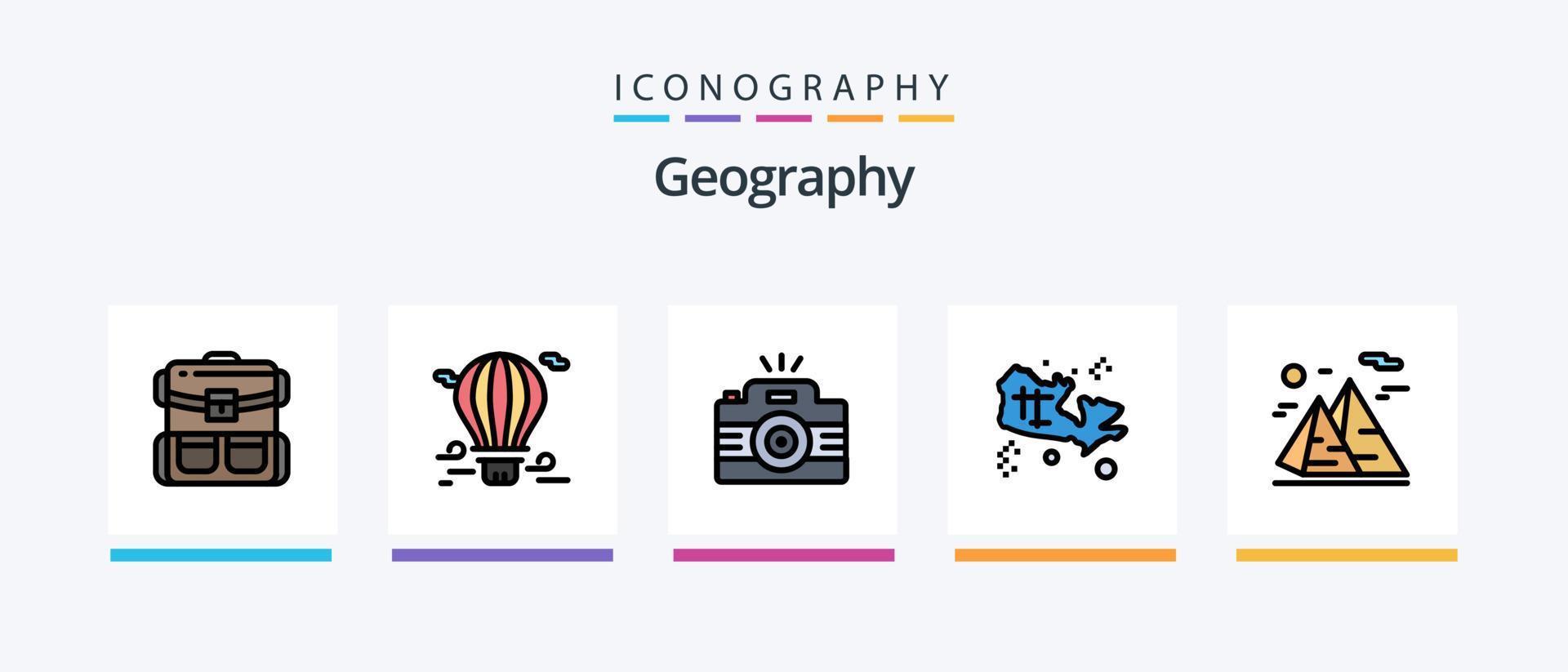 geo- grafisch lijn gevulde 5 icoon pak inclusief schat. kaart. fabriek. reizen. heet. creatief pictogrammen ontwerp vector