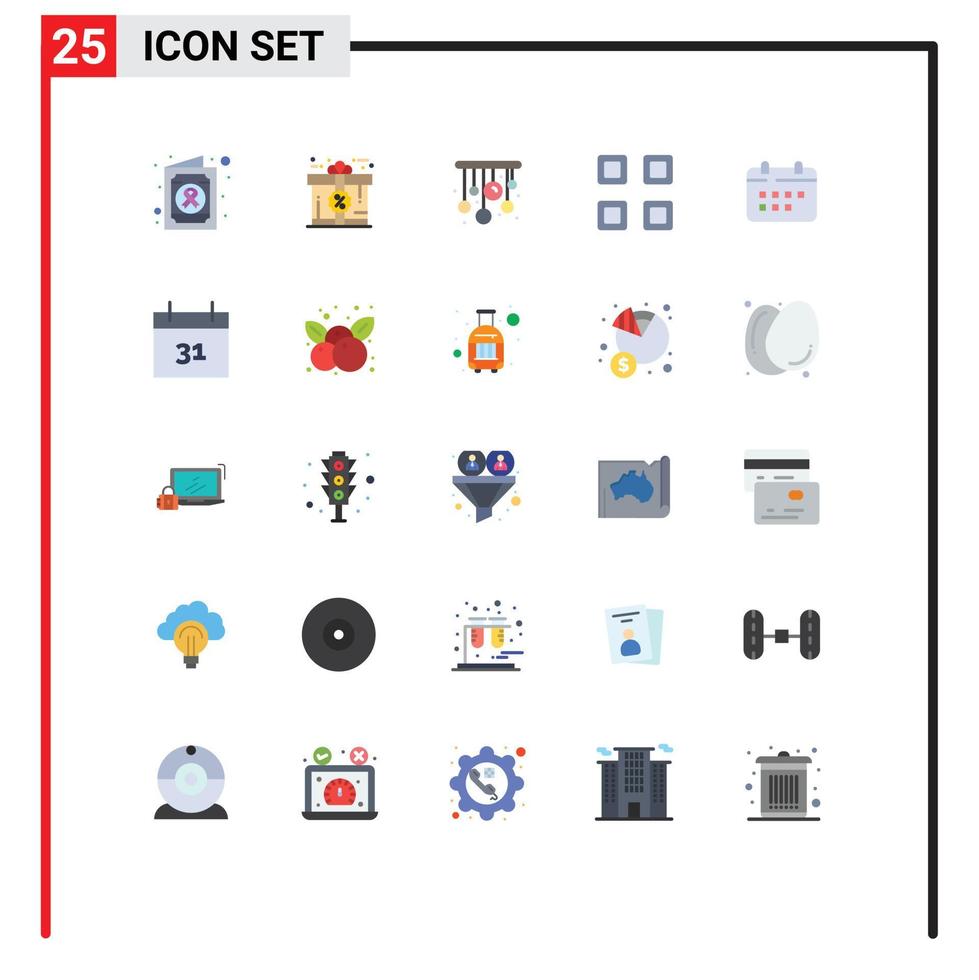 25 thematisch vector vlak kleuren en bewerkbare symbolen van afspraak schema leven kalender bladzijde bewerkbare vector ontwerp elementen