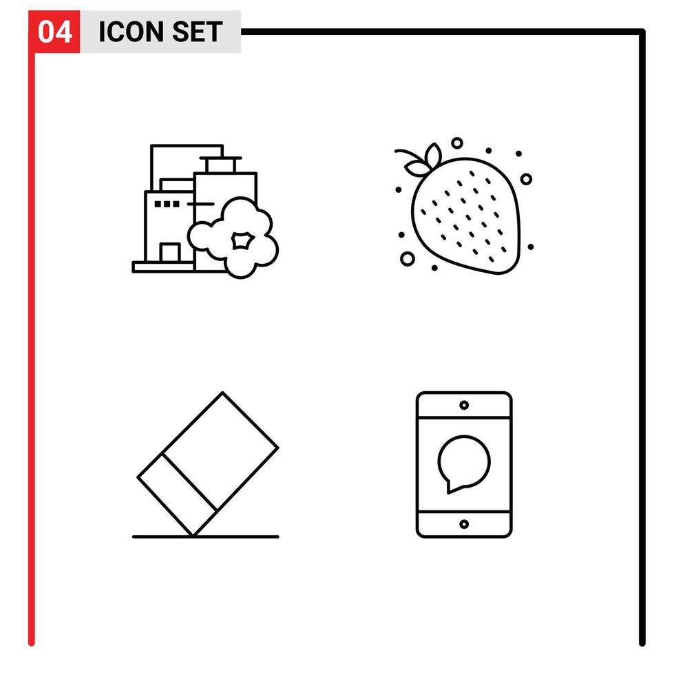 voorraad vector icoon pak van 4 lijn tekens en symbolen voor fabriek mobiele telefoon verontreiniging zoet apparaten bewerkbare vector ontwerp elementen