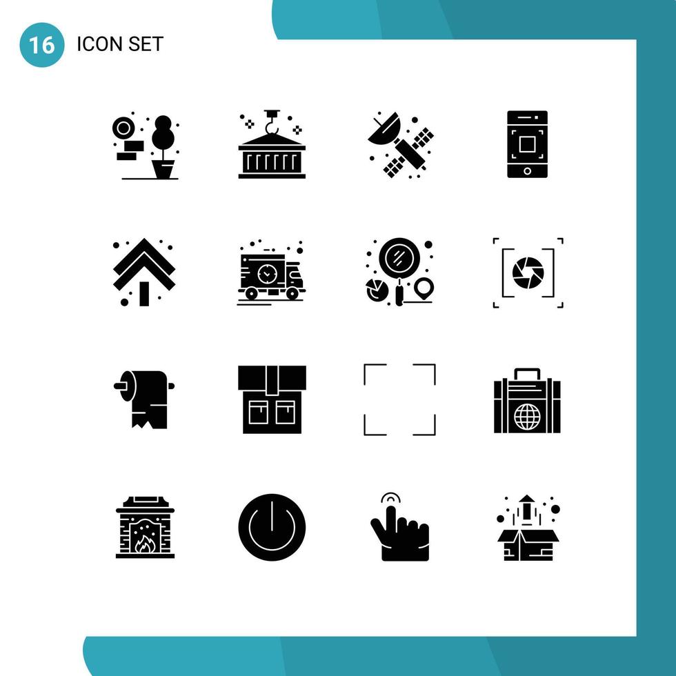voorraad vector icoon pak van 16 lijn tekens en symbolen voor pijlen technologie ruimte smartphone camera bewerkbare vector ontwerp elementen