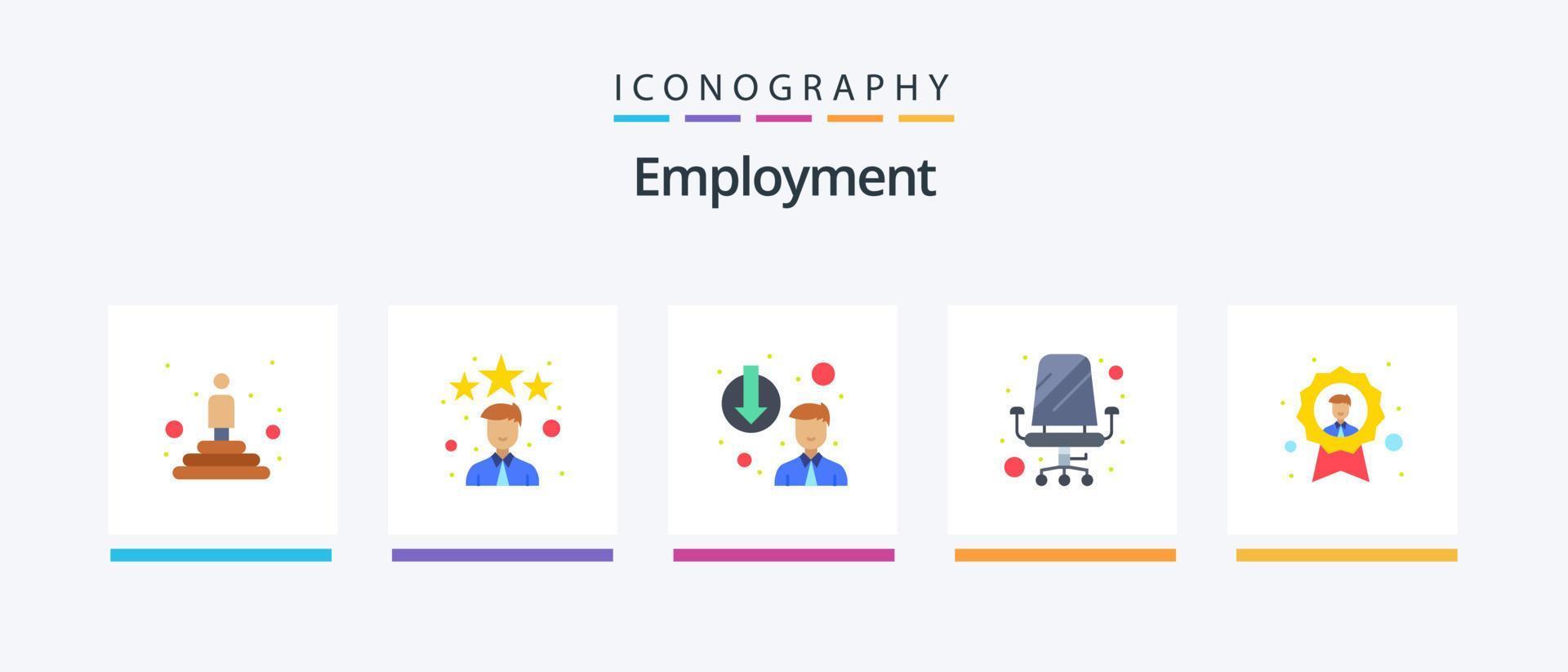 werk vlak 5 icoon pak inclusief avatar. zitten. carrière degradatie. kantoor. stoel. creatief pictogrammen ontwerp vector