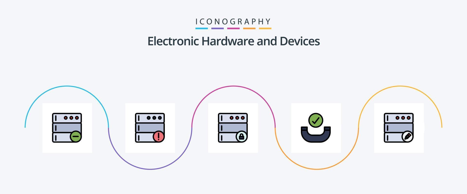 apparaten lijn gevulde vlak 5 icoon pak inclusief . server. server. databank vector