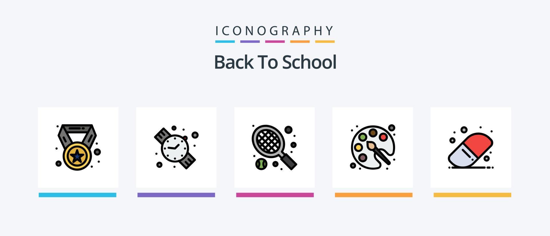 terug naar school- lijn gevulde 5 icoon pak inclusief biologie. ster. bus. dag. schijnen. creatief pictogrammen ontwerp vector