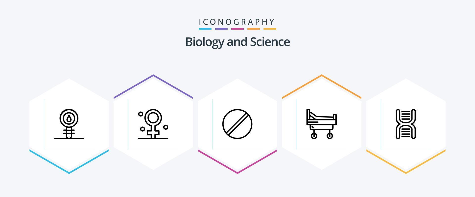 biologie 25 lijn icoon pak inclusief biologie. ziekenhuis. medisch. bed. Onderzoek vector