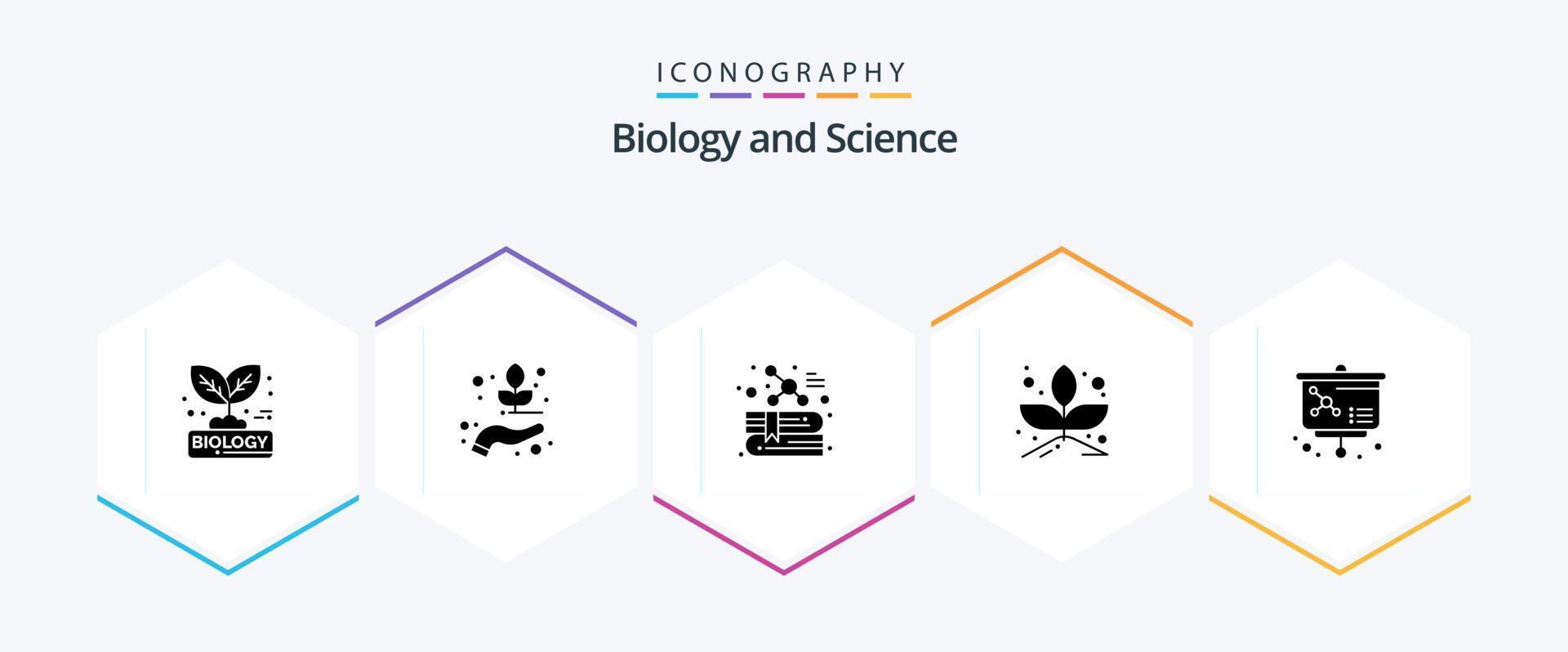 biologie 25 glyph icoon pak inclusief atoom. spruit. biologie. fabriek. molecuul vector