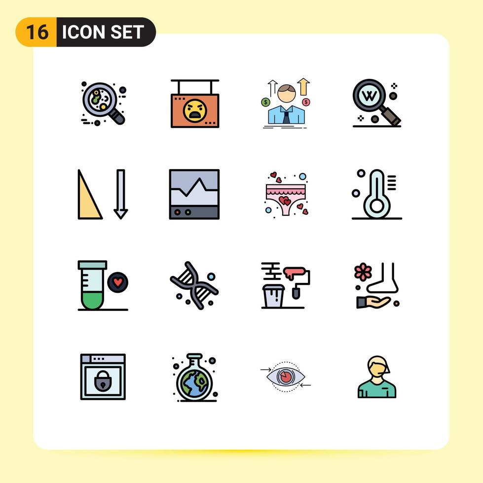 modern reeks van 16 vlak kleur gevulde lijnen pictogram van zoeken sleutel pompoen verkoop Mens avatar bewerkbare creatief vector ontwerp elementen