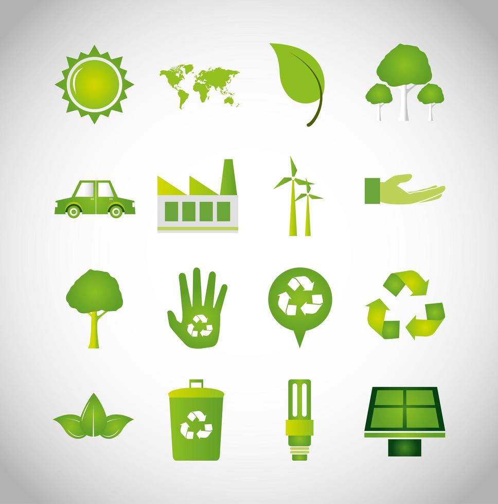 bundel van ecologie iconen vector