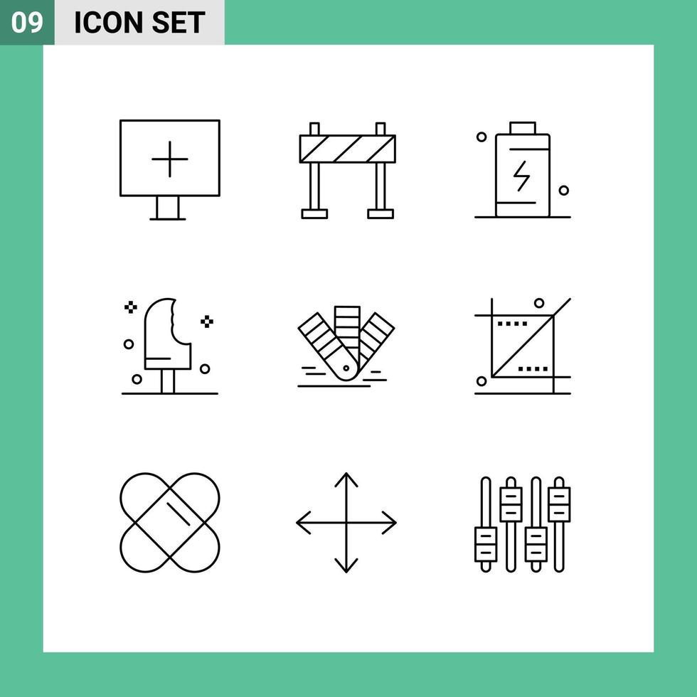 9 universeel schets tekens symbolen van kaart ijs room cel ijs toetje bewerkbare vector ontwerp elementen