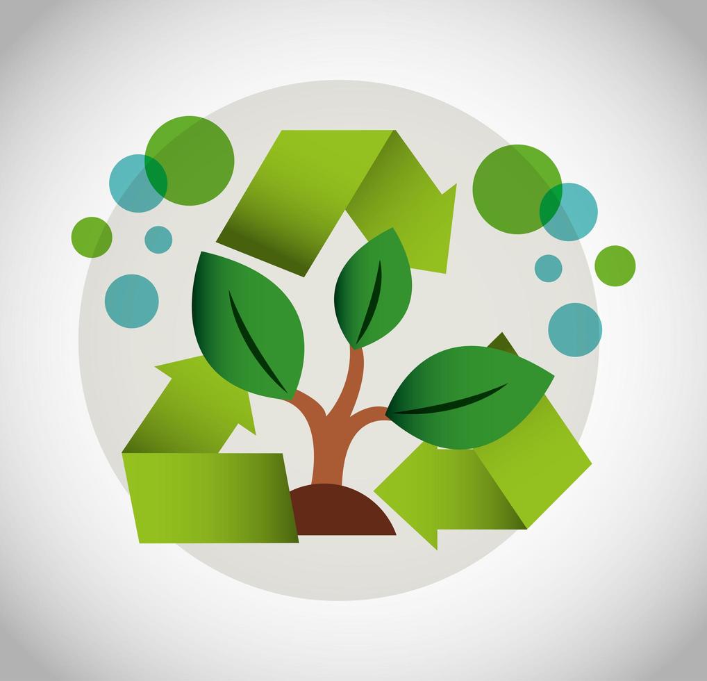 eco vriendelijke poster met plant en recycle pictogram vector