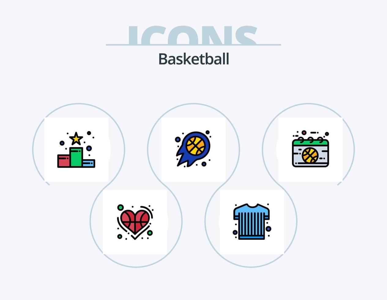 basketbal lijn gevulde icoon pak 5 icoon ontwerp. sport. kluisje. spel. kastje. sport- overhemd vector