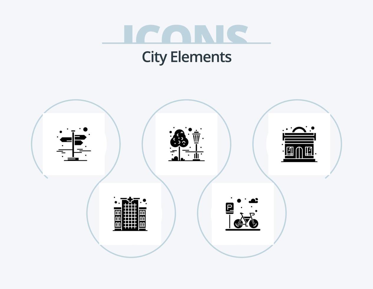 stad elementen glyph icoon pak 5 icoon ontwerp. muziek. park. stad. stadsgezicht. boom vector