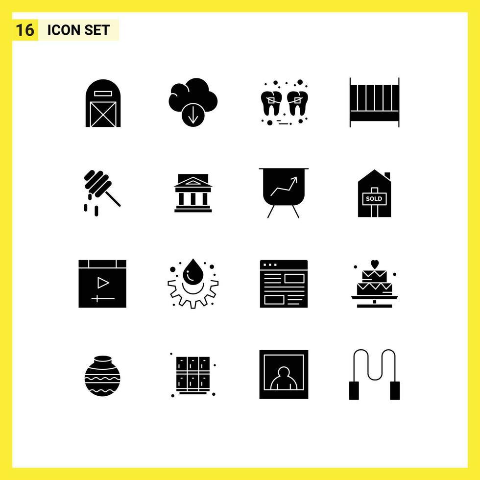 reeks van 16 modern ui pictogrammen symbolen tekens voor bij meubilair tandheelkundig slaapkamer draad bewerkbare vector ontwerp elementen