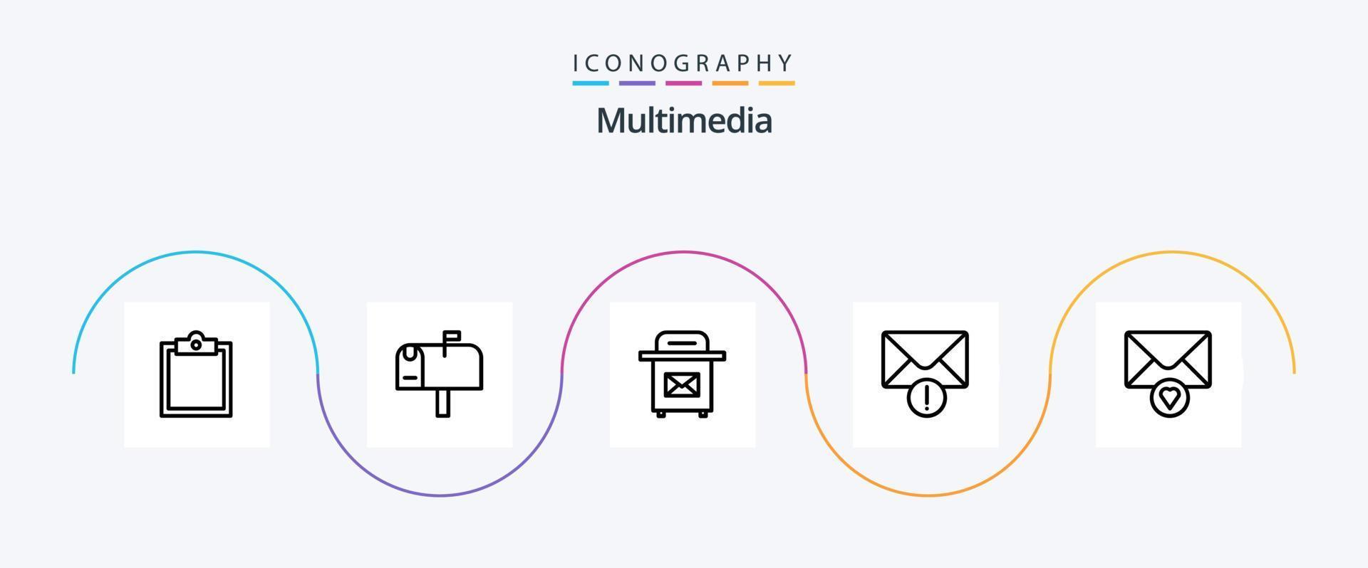 multimedia lijn 5 icoon pak inclusief . bericht. vector